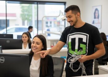 Alex Murillo of Tahoe Tech Group helping a client at their office