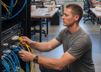 Nick Shmel of Tahoe Tech Group working on a client network