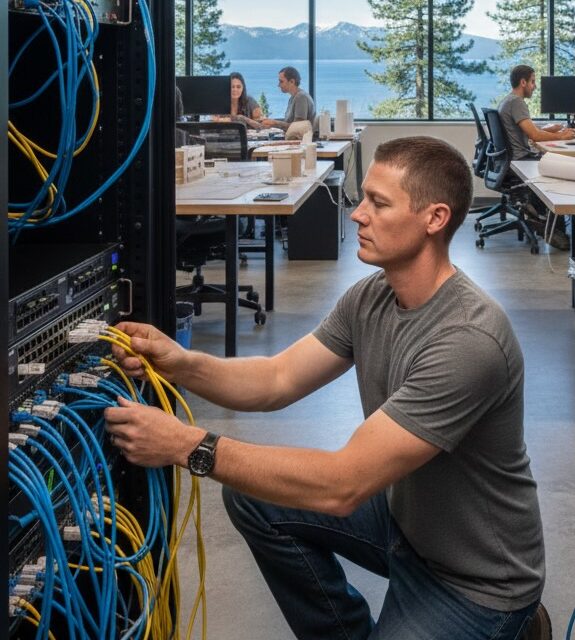 Tahoe Tech Group engineer working on an architecture firm’s network