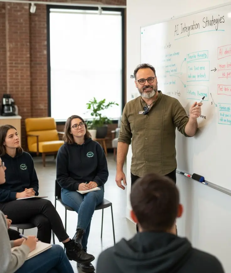 Ernie leading an AI training session for a client team